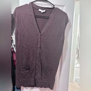 Tibi Cashmere Silk Blend Sleeveless Button Down Sweater